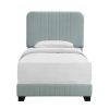 Bed * | Popular Accentrics Home Mid Century Channeled Twin Upholsted Bed In Modern Blue