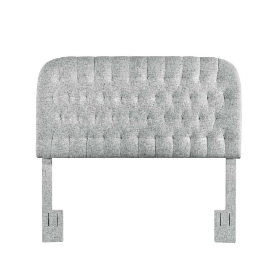 Headboard * | Best Guaranteed Accentrics Home Rounded Corner, Diamond Tufted King Or California King Upholstered Headboard In Platinum Gray