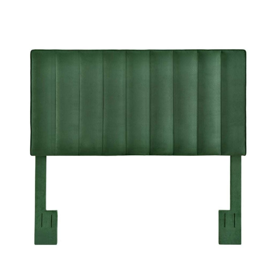 Table * | Best Sale Accentrics Home Crushed-Velvet, Vertically Channeled, Adjustable Full Or Queen Headboard In Emerald Green