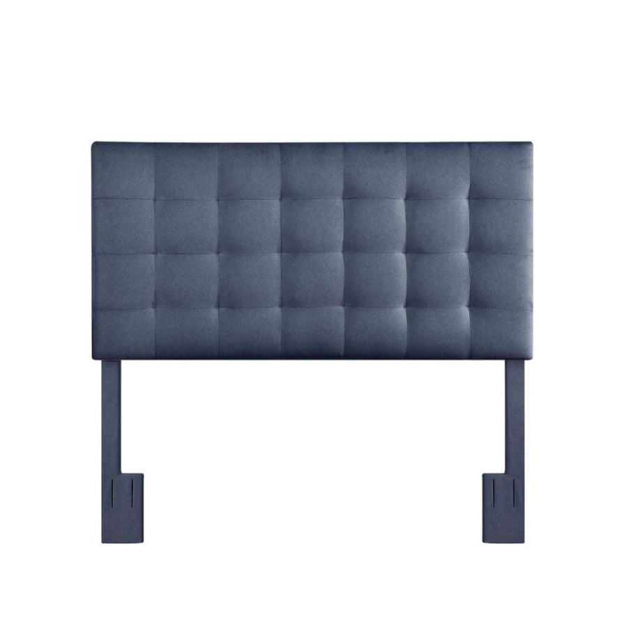 Headboard * | Featured Accentrics Home Mid-Century Modern, Grid Tufted Full Or Queen Upholstered Headboard In Denim Blue