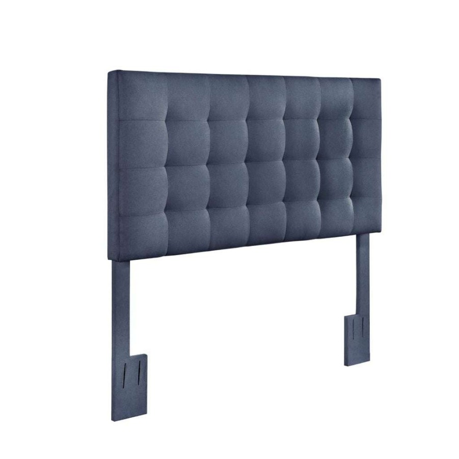 Headboard * | Featured Accentrics Home Mid-Century Modern, Grid Tufted Full Or Queen Upholstered Headboard In Denim Blue