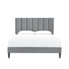 Bed * | Popular Accentrics Home Vertically Channeled Full Upholstered Platform Bed In Gray