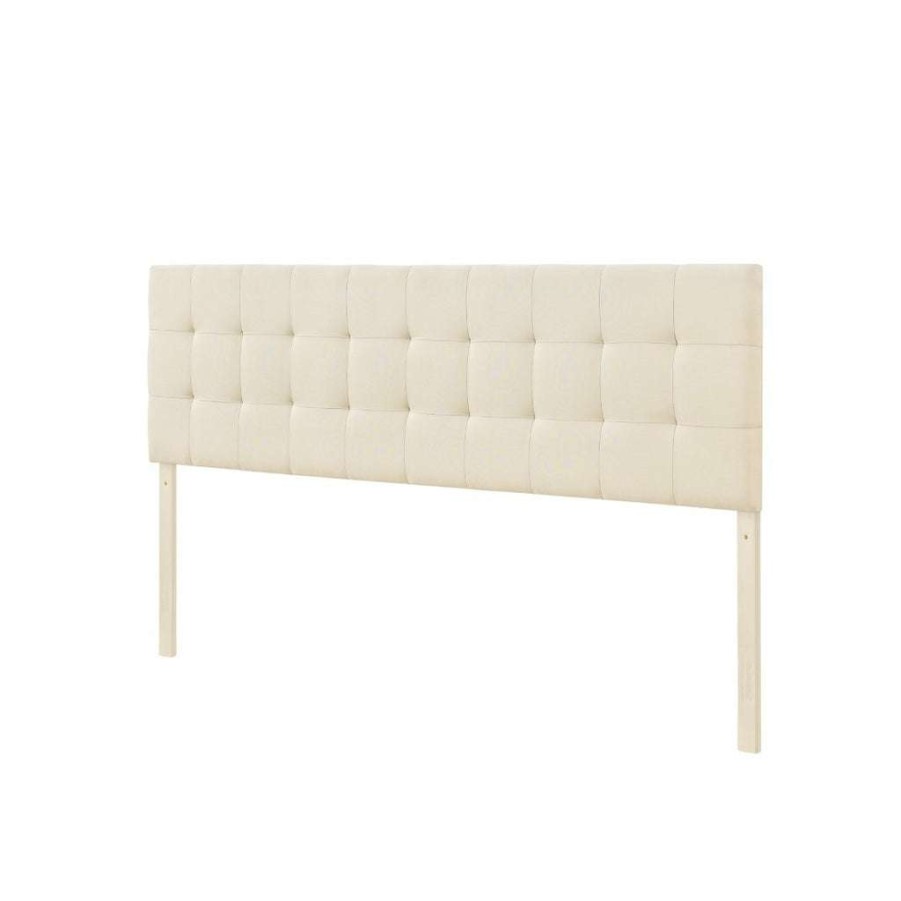 Headboard * | Online Discount Accentrics Home Grid Tufted Modern Upholstered King & California King Headboard In Beige