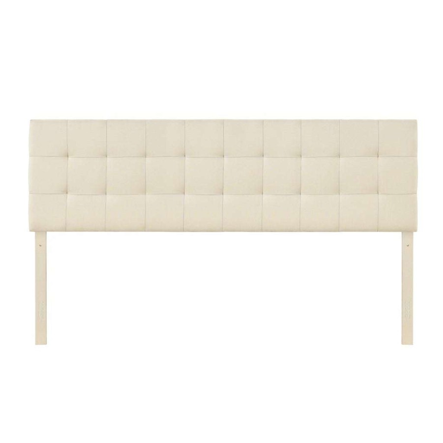 Headboard * | Online Discount Accentrics Home Grid Tufted Modern Upholstered King & California King Headboard In Beige