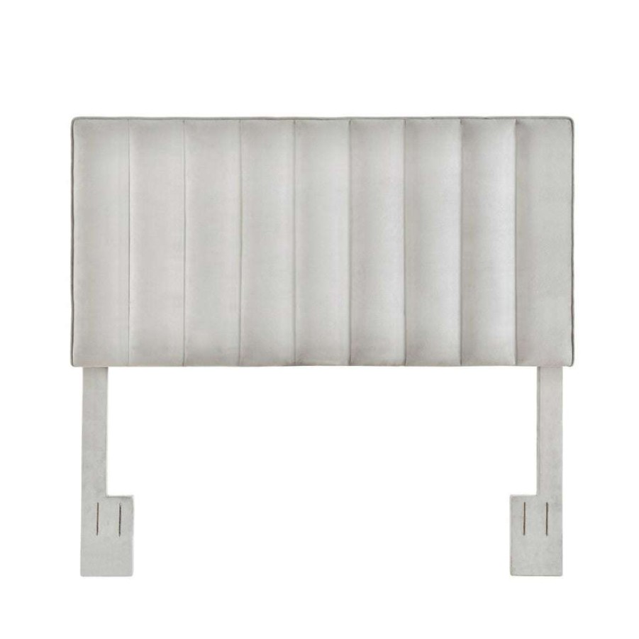 Table * | Discounts Accentrics Home Crushed-Velvet, Vertically Channeled, Adjustable King Or California King Headboard In Light Gray