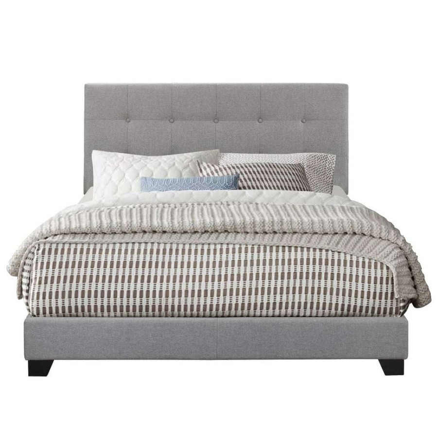 Bed * | Discount Accentrics Home Biscuit Tufted King Bed In Frost Grey