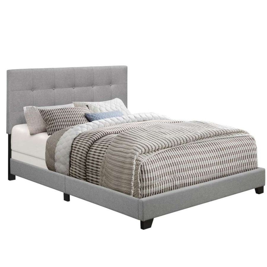 Bed * | Discount Accentrics Home Biscuit Tufted King Bed In Frost Grey