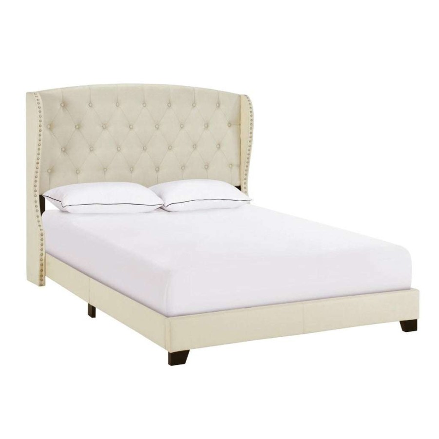 Bed * | Official Accentrics Home King Tufted Wing Bed In Linen