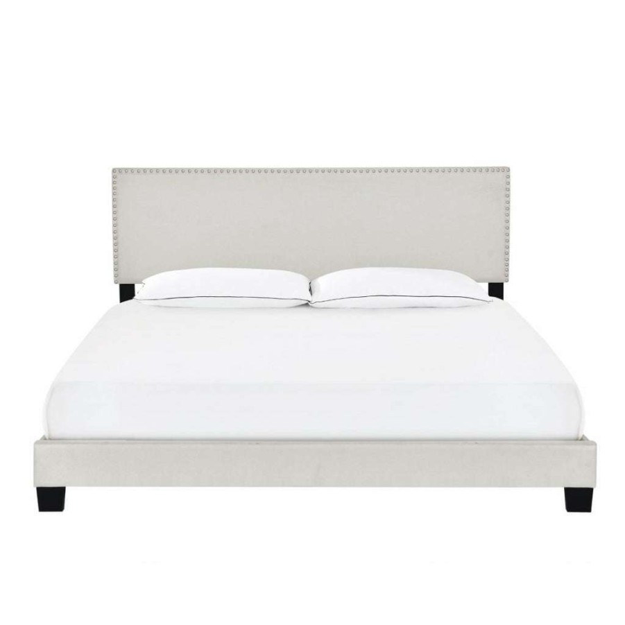 Bed * | Featured Accentrics Home King Nail Trim One Box Bed Fog