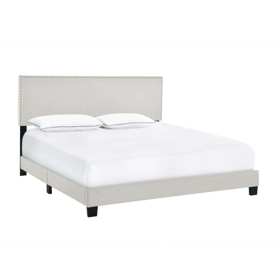 Bed * | Featured Accentrics Home King Nail Trim One Box Bed Fog