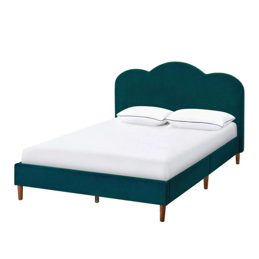 Bed * | Discounts Accentrics Home Arched Upholstered Full Platform Bed In Rainforest Velvet