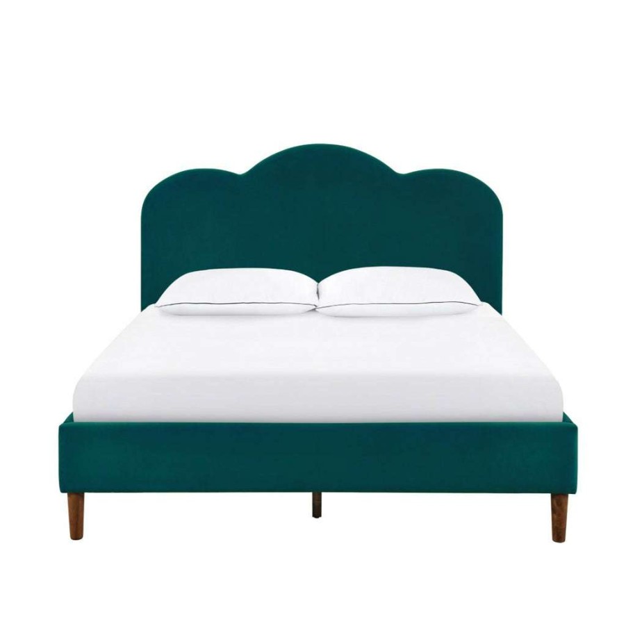 Bed * | Discounts Accentrics Home Arched Upholstered Full Platform Bed In Rainforest Velvet