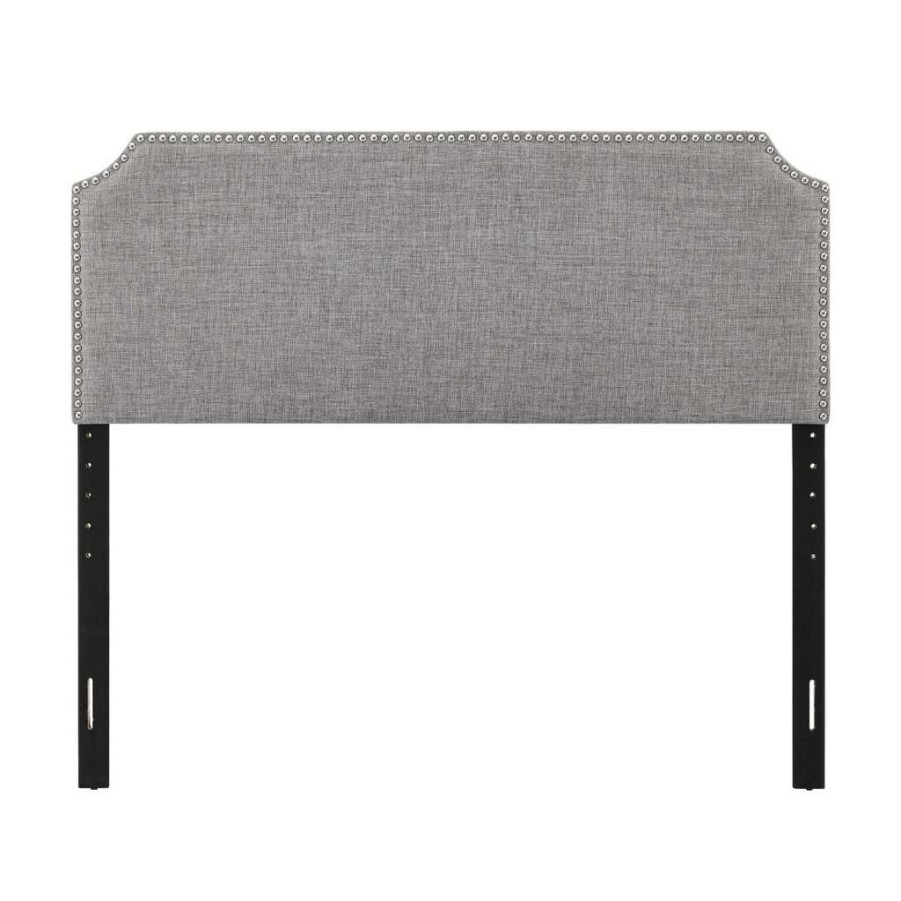 Headboard * | Online Accentrics Home Clip Corner Upholstered Full / Queen Headboard And Bench Set In Heathered Gray