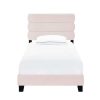 Bed * | Best Guaranteed Accentrics Home Twin One Box Velvet Slat Bed In Blush