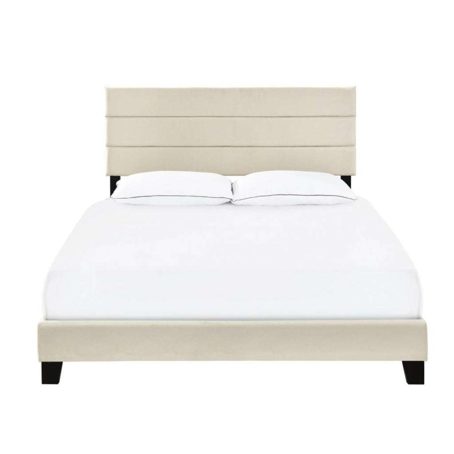 Bed * | Top Sellers Accentrics Home King One Box Slat Bed In Linen