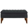 Bed * | Excellent Quality Accentrics Home Hinged Top Button Tufted Storage Bed Bench In Charcoal Black