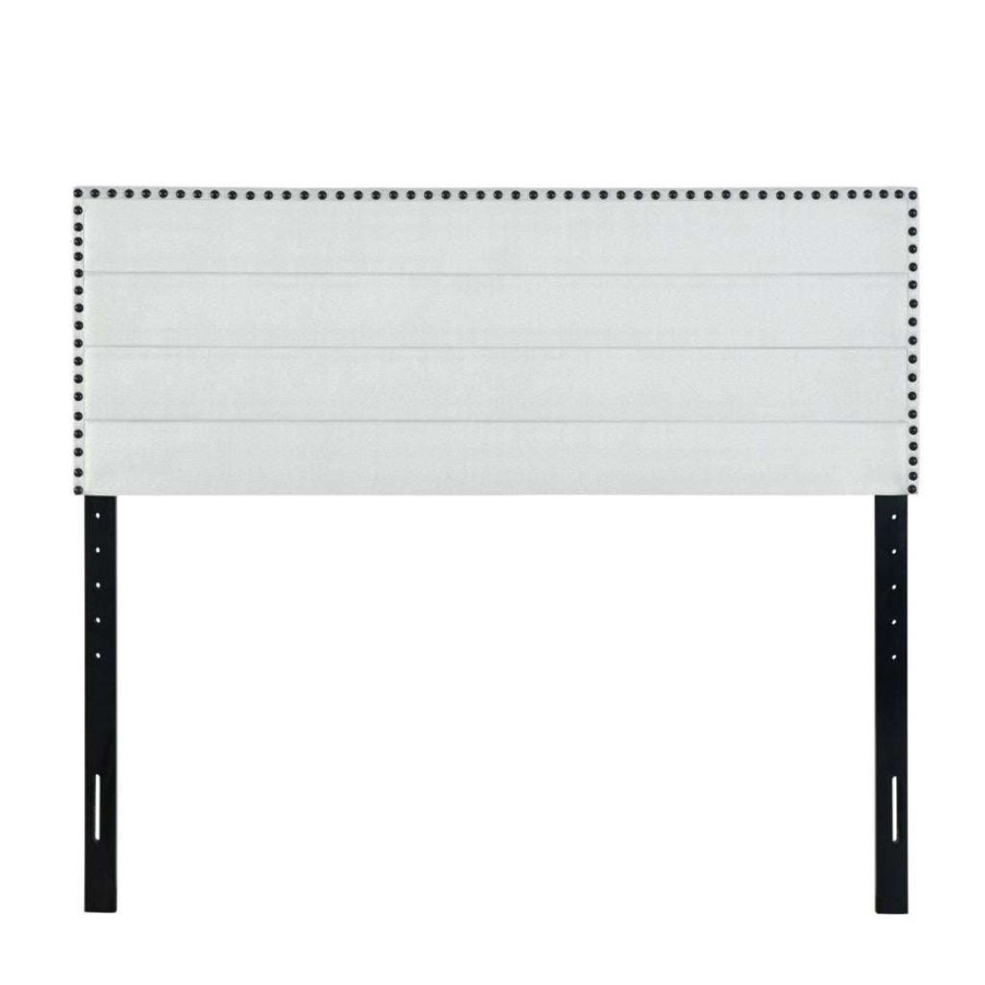 Headboard * | Top Sell Accentrics Home Horizontal Channeled King Headboard With Nail Trim Light Grey