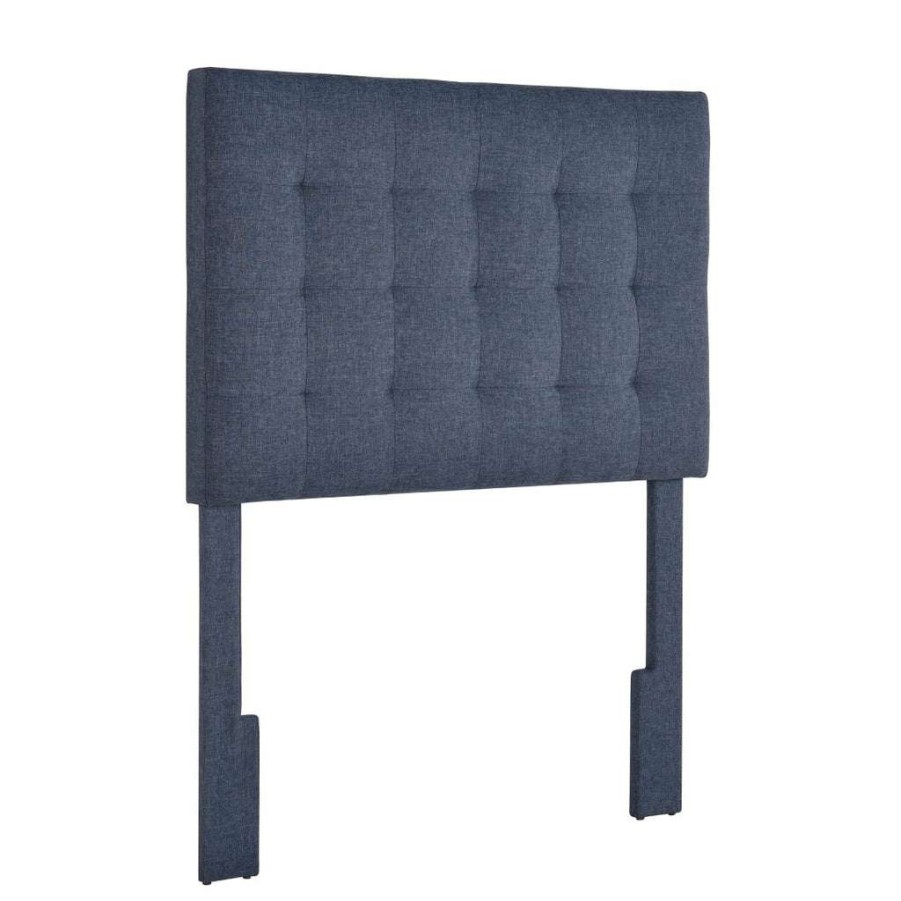 Headboard * | Best Guaranteed Accentrics Home Mid-Century Modern, Grid Tufted Twin Upholstered Headboard In Denim Blue