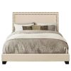 Bed * | Hot Sale Accentrics Home Cream Upholstered Full Bed With Double Nail Head Trim