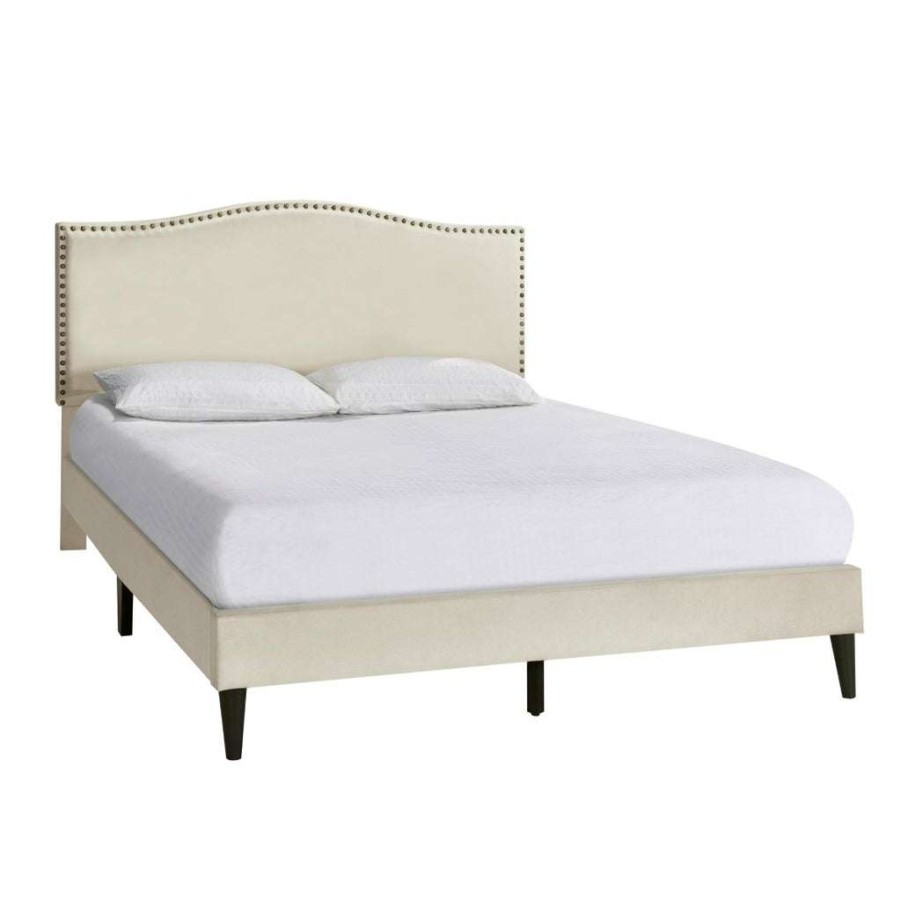 Bed * | Hot Sale Accentrics Home Arched Back Upholstered King Platform Bed In Beige