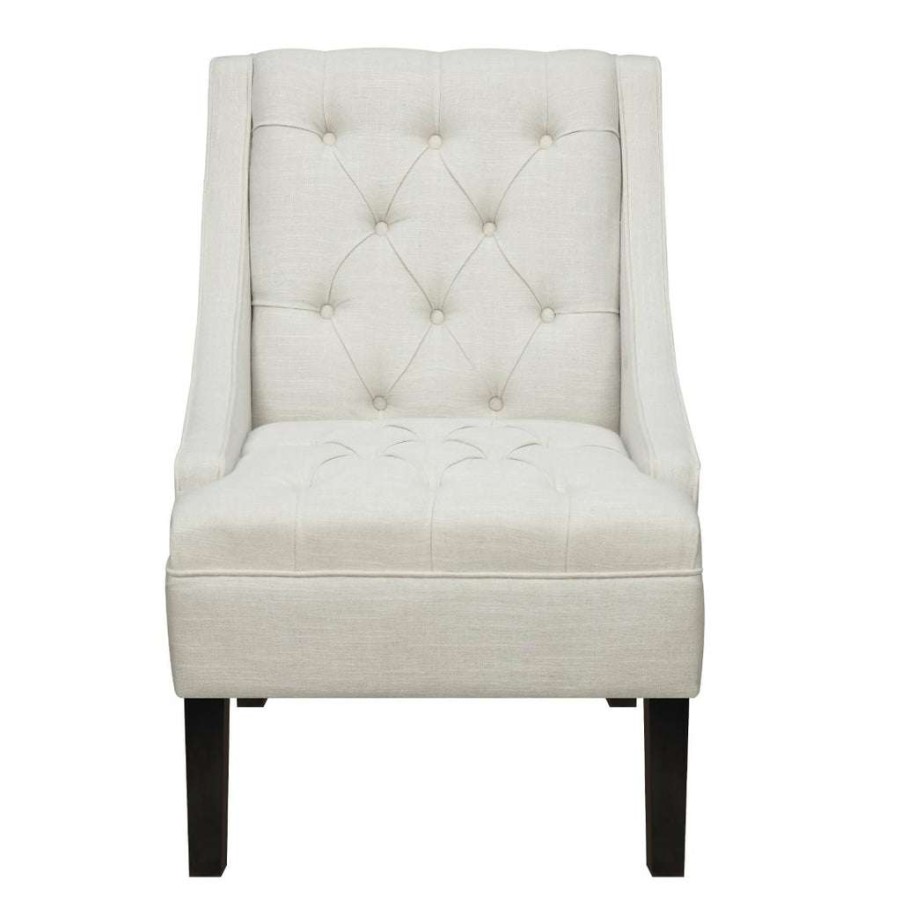 Chair * | Popular Accentrics Home Button Tufted Accent Chair In Avanti Powder White