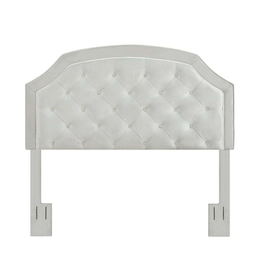 Table * | Best Sale Accentrics Home Welt Trim, Diamond Tufted, Adjustable King Or California King Headboard In Light Gray