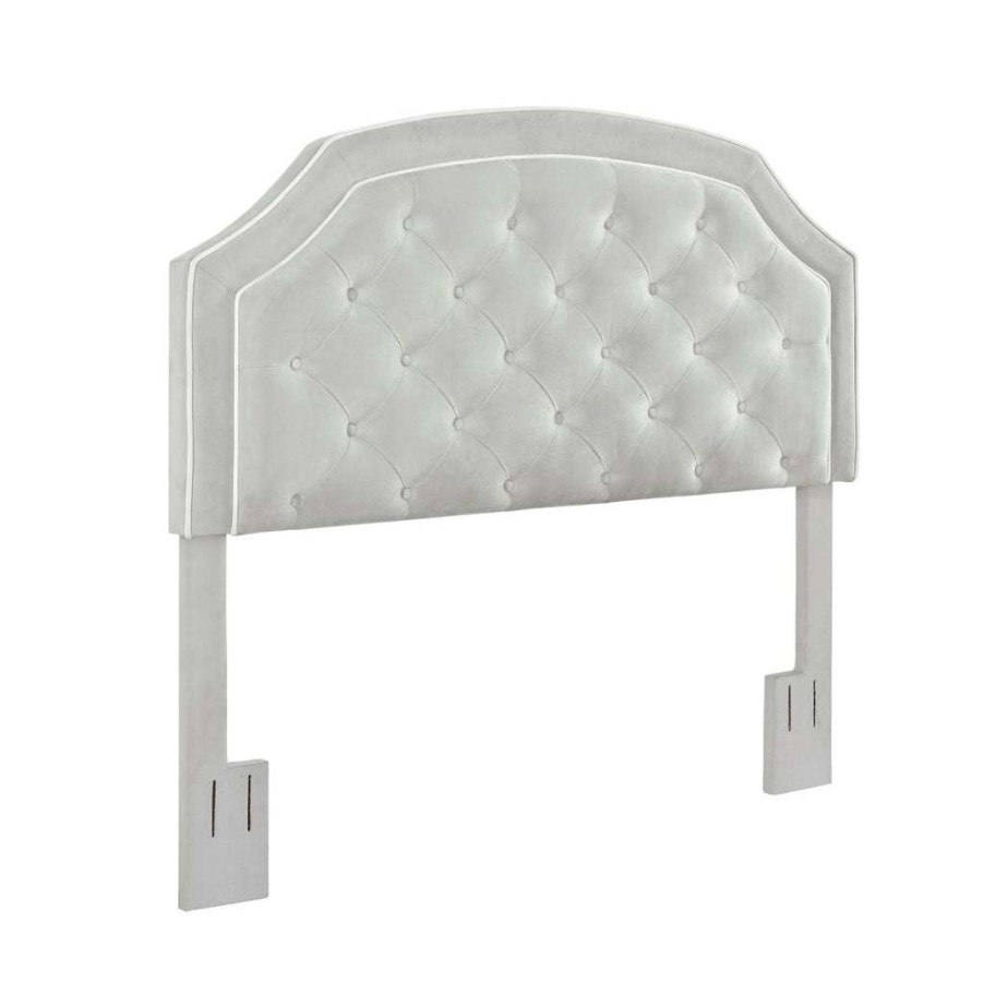 Table * | Best Sale Accentrics Home Welt Trim, Diamond Tufted, Adjustable King Or California King Headboard In Light Gray