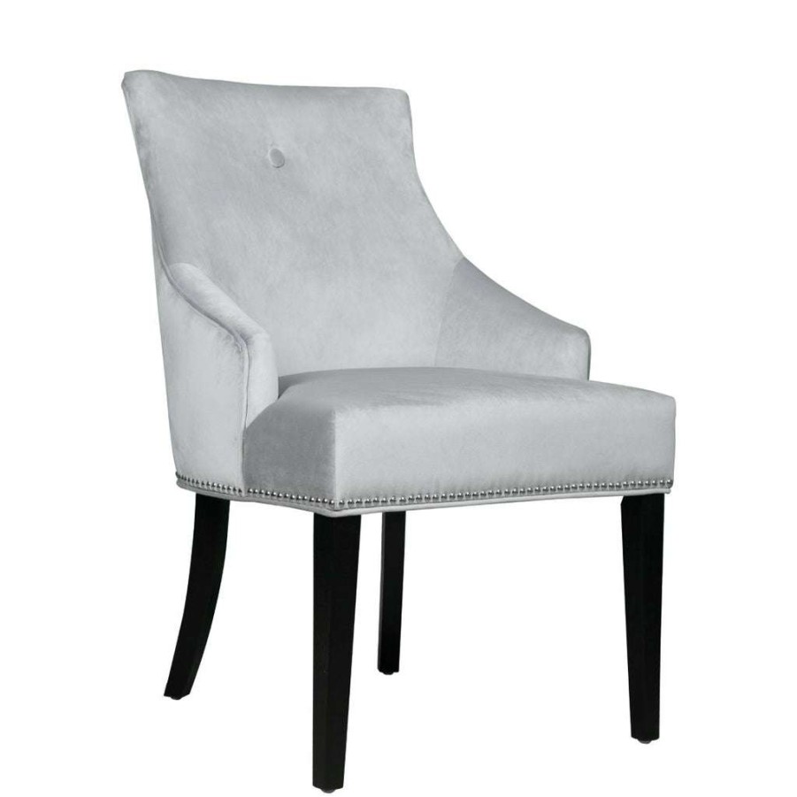 Chair * | Online Accentrics Home Nailhead Trimmed Upholstered Dining Chair In Silver Gray