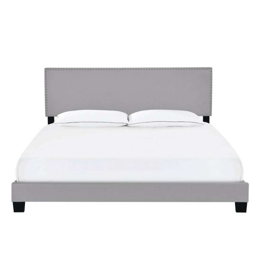 Bed * | Best Sellers Accentrics Home King Nail Trim One Box Bed Glacier