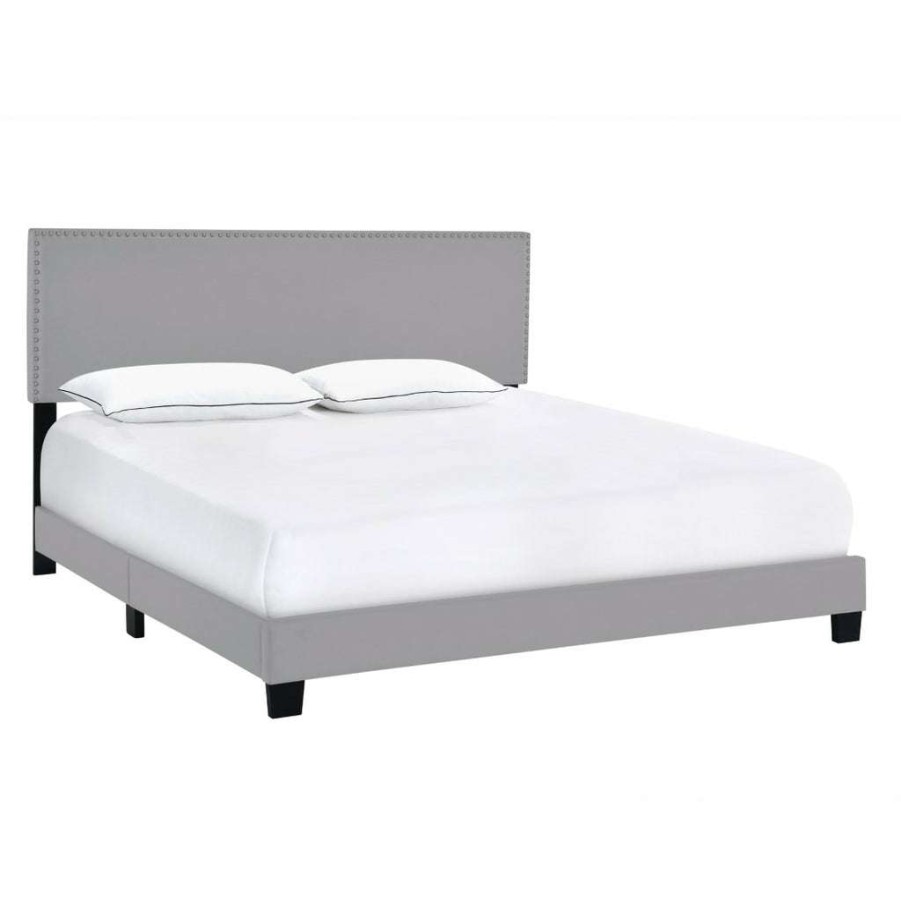 Bed * | Best Sellers Accentrics Home King Nail Trim One Box Bed Glacier