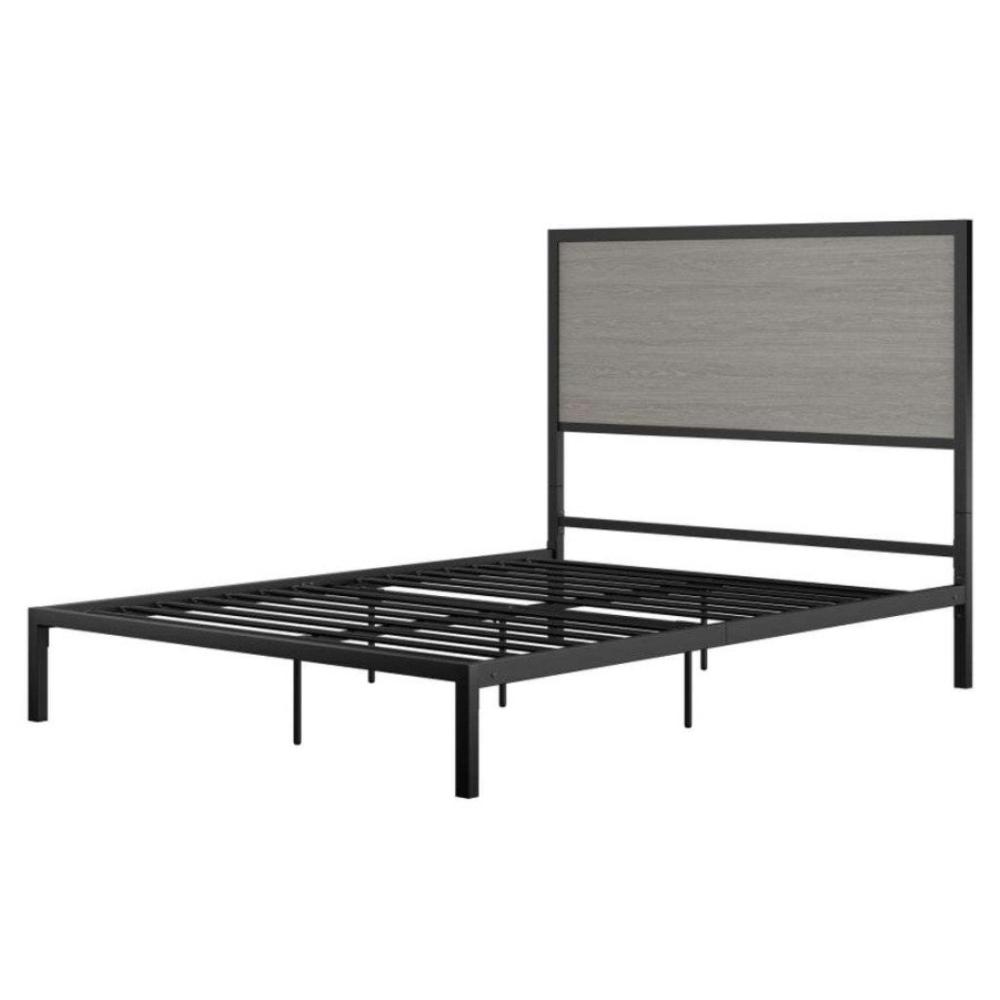 Bed * | High Quality Accentrics Home Modern Industrial Full Platform Bed Finn Oak Gray