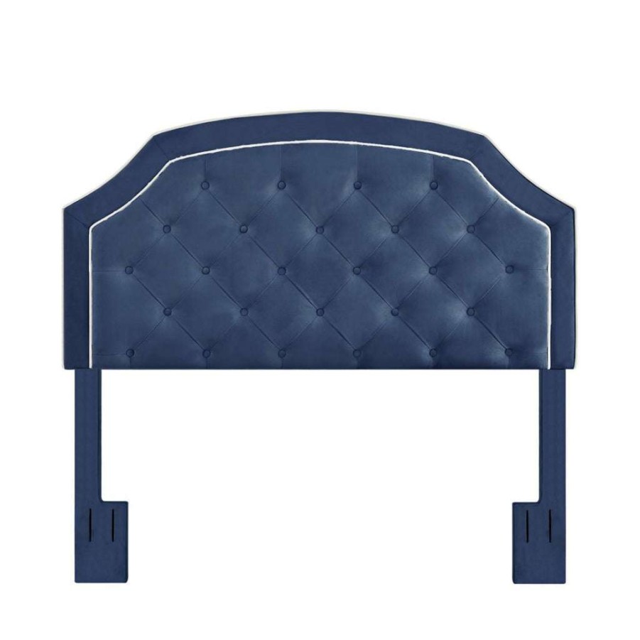 Table * | Official Accentrics Home Welt Trim, Diamond Tufted, Adjustable King Or California King Headboard In Navy Blue