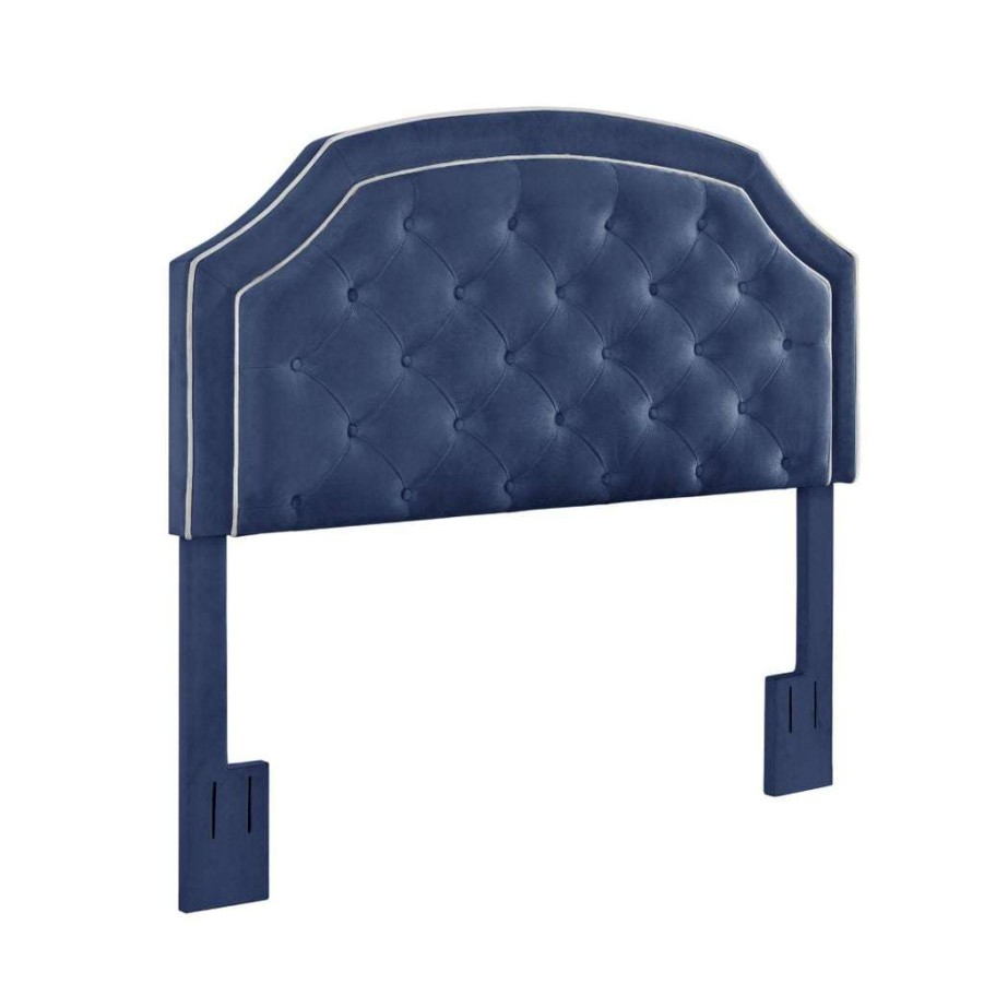 Table * | Official Accentrics Home Welt Trim, Diamond Tufted, Adjustable King Or California King Headboard In Navy Blue