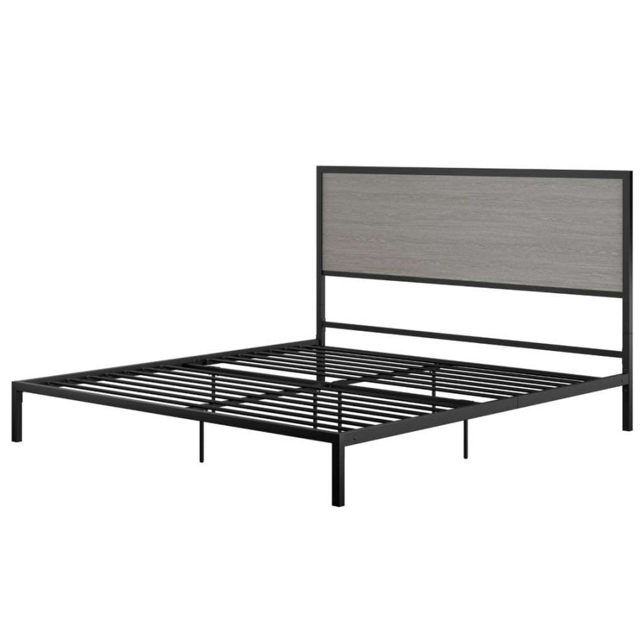 Bed * | High Quality Accentrics Home Modern Industrial King Platform Bed Finn Oak Gray