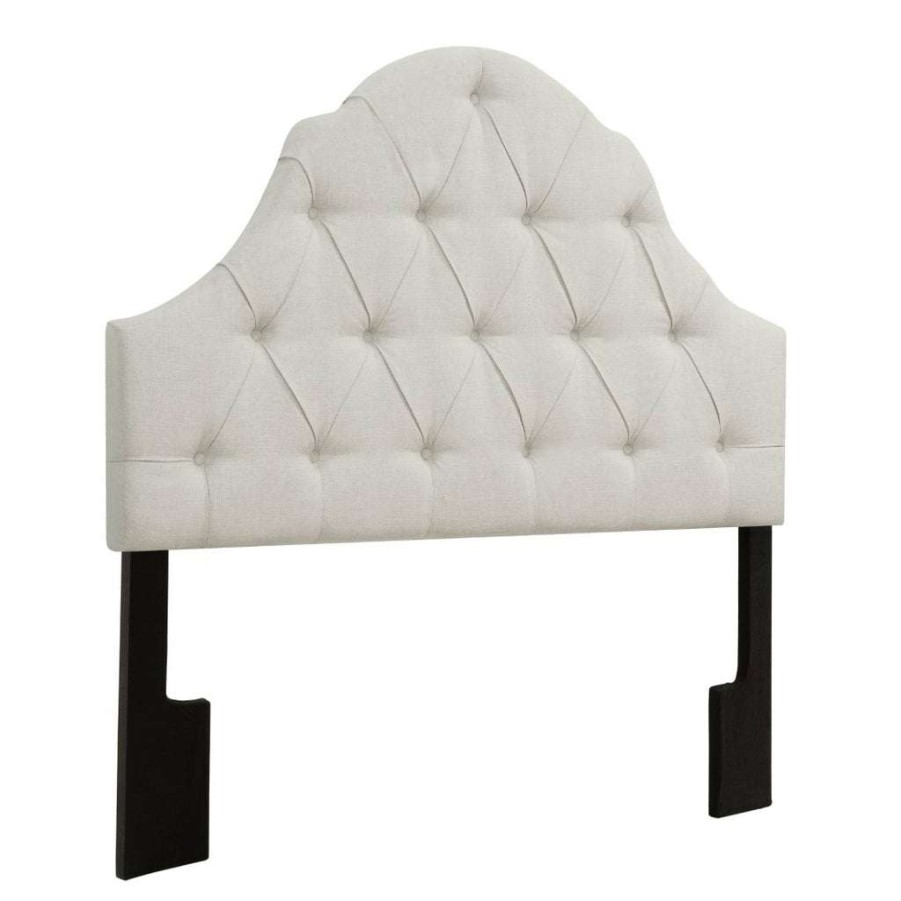 Headboard * | Popular Accentrics Home Camel Back Button Tufted Full/ Queen Upholstered Headboard In Linen