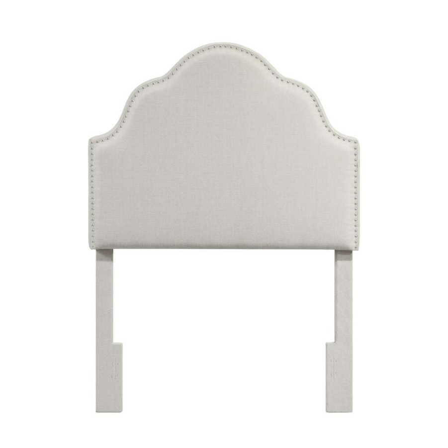 Table * | Online Discount Accentrics Home Shaped Nailhead Trim Twin Adjustable Upholstered Headboard In White