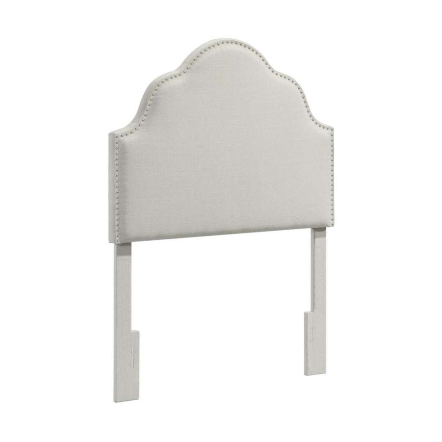 Table * | Online Discount Accentrics Home Shaped Nailhead Trim Twin Adjustable Upholstered Headboard In White