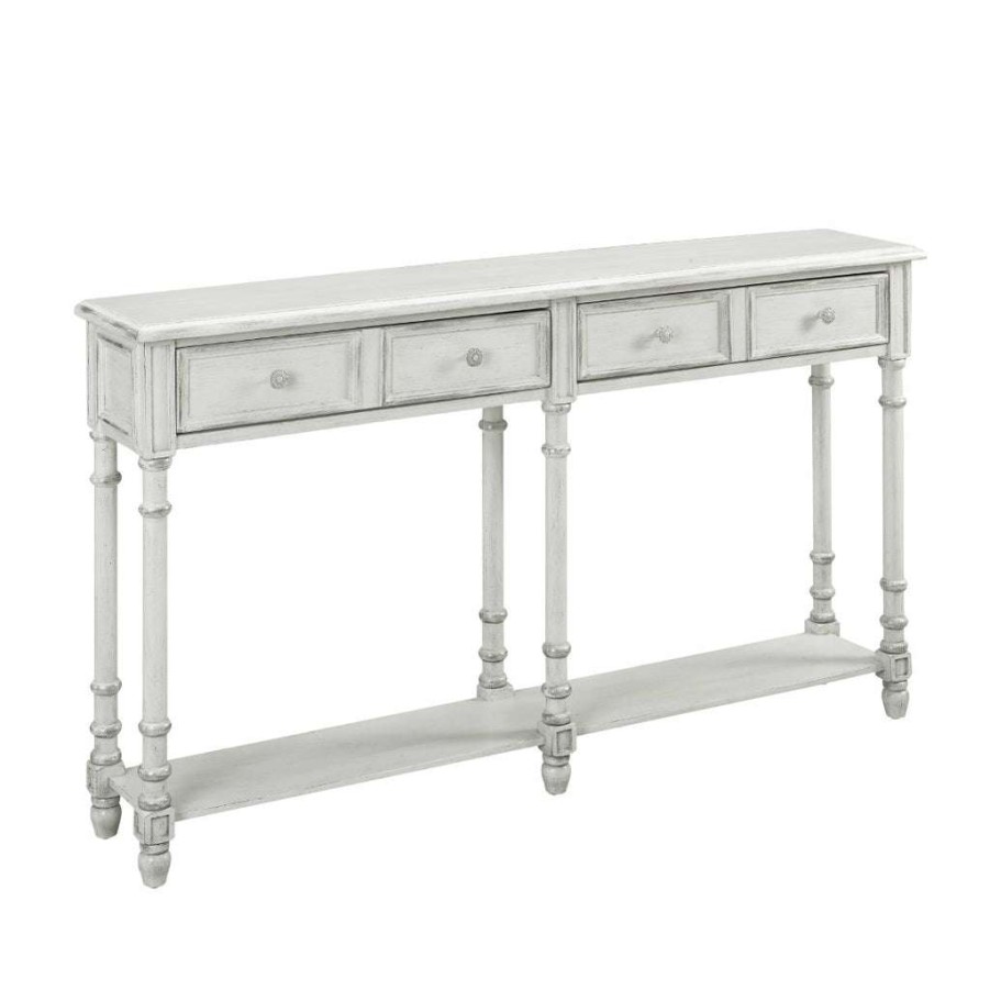 Table * | Online Accentrics Home Two Drawer Tall Hall Console Table In Antique White