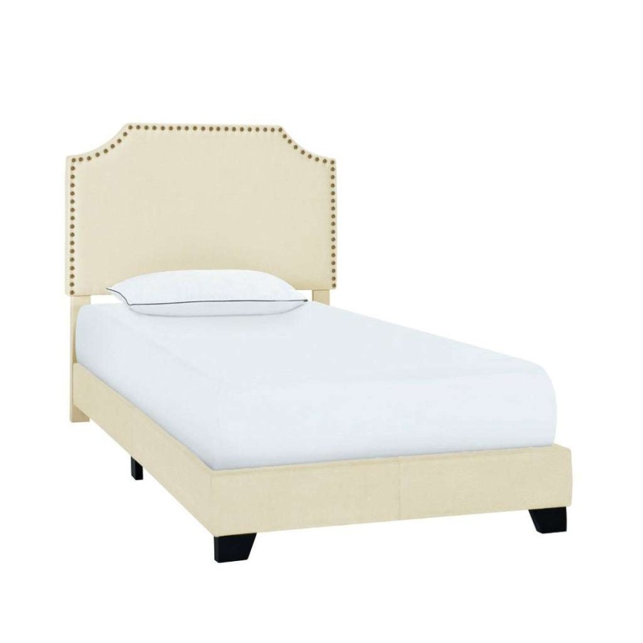 Bed * | Latest Accentrics Home Clipped Corner Twin Upholstered Bed In Cream