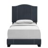 Bed * | Featured Accentrics Home Stitched Camel Back Twin Upholstered Bed In Denim Blue