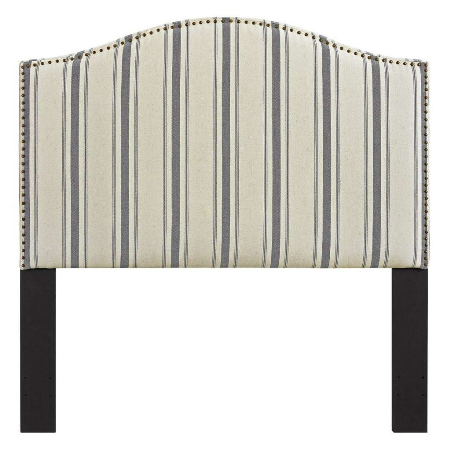 Headboard * | Official Accentrics Home Upholstered Camelback King Panel Headboard In Cambridge Blue Stripe