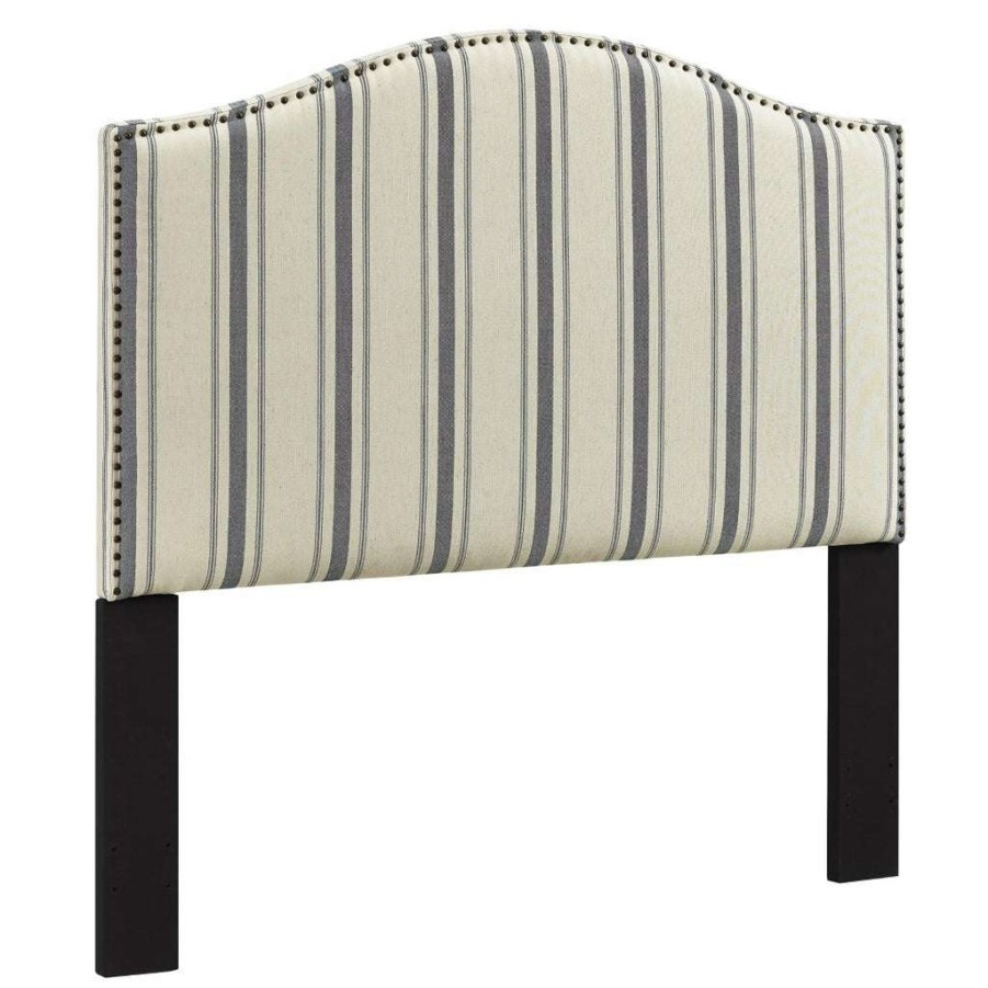 Headboard * | Official Accentrics Home Upholstered Camelback King Panel Headboard In Cambridge Blue Stripe