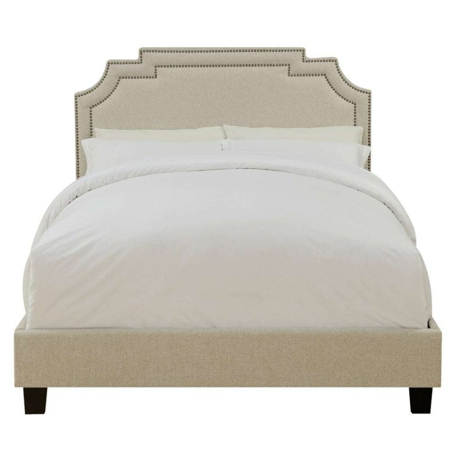 Bed * | Latest Accentrics Home Nailhead Marquee Upholstered King Bed In Beige