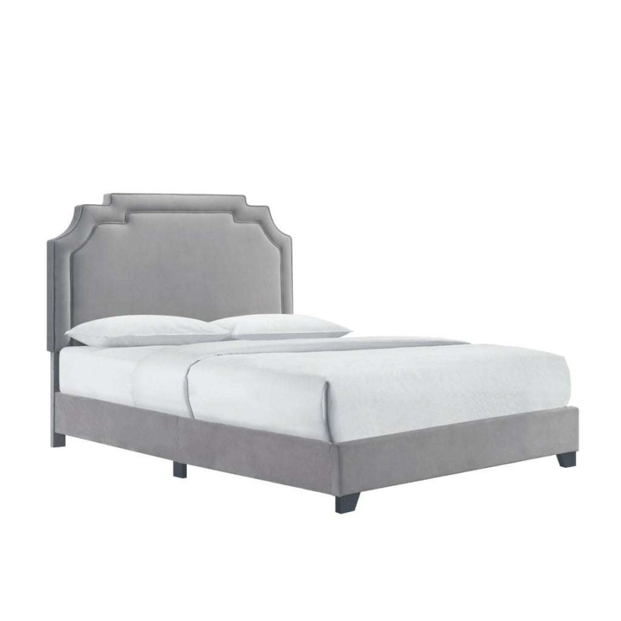 Bed * | Best Sale Accentrics Home Heirloom Light Gray Queen Platform Bed