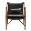 Chair * | Official Accentrics Home Mid-Century Modern Wood And Leather Accent Chair In Ebony Black