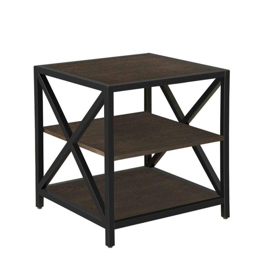 Table * | Official Accentrics Home Dark Brown Metal Framed Three Shelf End Table