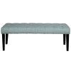 Bed * | Online Discount Accentrics Home Diamond Button Tufted Upholstered Bed Bench In Lunar Chambray