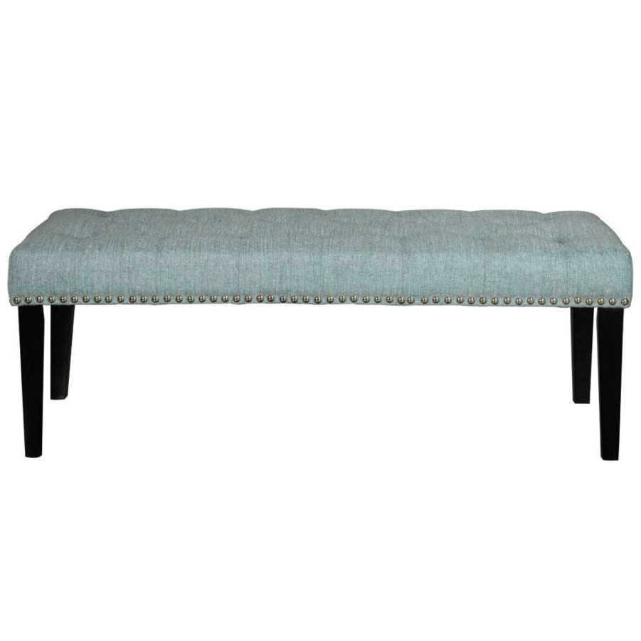 Bed * | Online Discount Accentrics Home Diamond Button Tufted Upholstered Bed Bench In Lunar Chambray