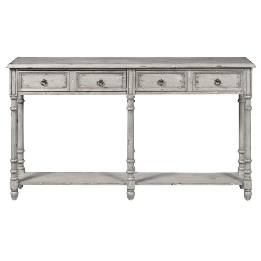 Table * | High Quality Accentrics Home Two Drawer Tall Hall Console Table In Farmhouse Grey