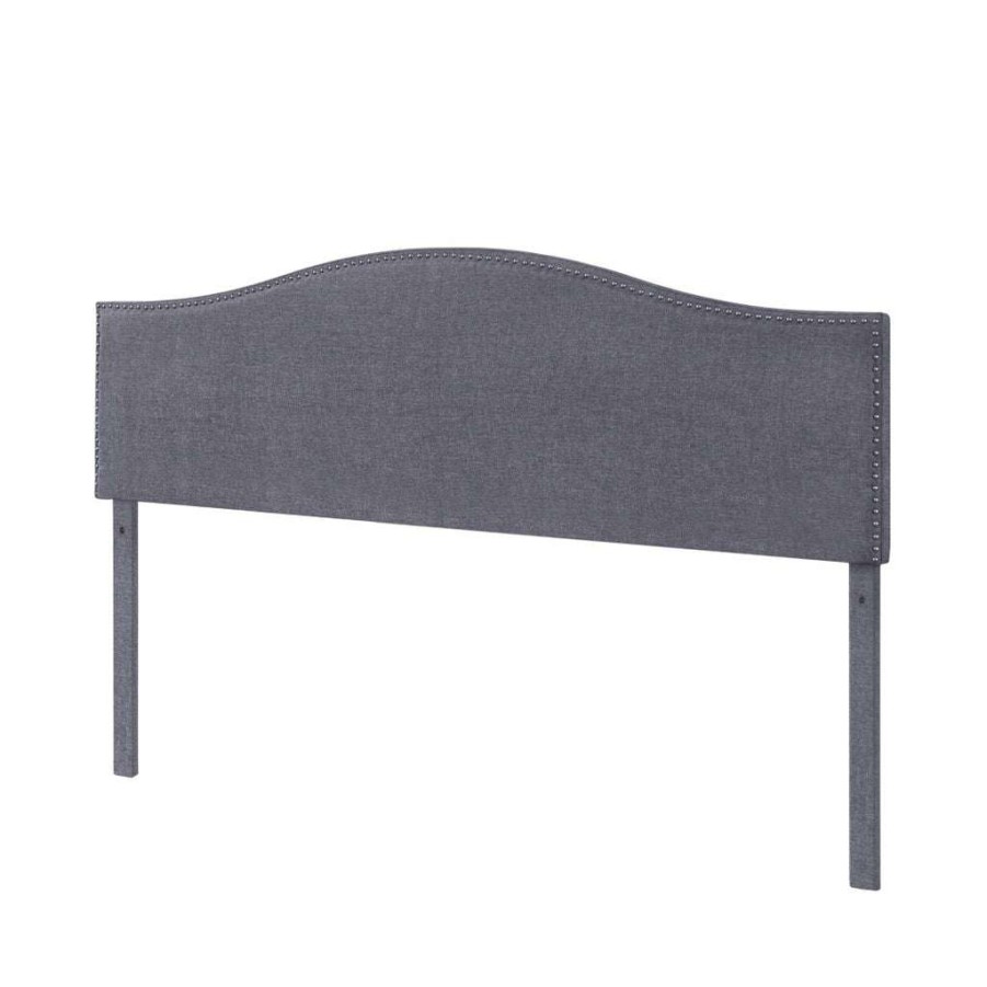 Headboard * | Excellent Quality Accentrics Home Camelback Nail Trimmed Upholstered King & California King Headboard In Charcoal Grey